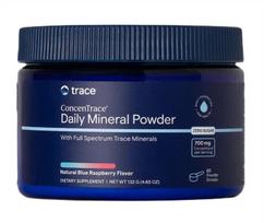Trace Minerals ConcenTrace Daily Mineral Powder, Natural Blue Raspberry - 132 gramų