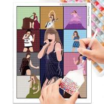 5D Diamond Painting Singer Handmade Decorative Painting DIY Round Diamond Diamond Sticker Gift 30x40cm