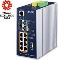 Switch Planet PLANET IP30 DIN-bėgelio pramoninis L3 8P Valdomas Gigabit Ethernet (10/100/1000) Aliuminis, Blue | IGS-6325-8UP2S2X | 4711605284738