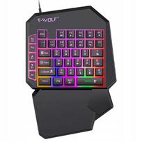 Vienos rankos žaidimų klaviatūra RGB LED USB