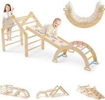 "7-in-1" Montessori laipiojimo rėmas nuo 1 metų - laipiojimo trikampis su čiuožykla, laipiojimo arka su pagalvėle, "Pikler" trikampis "Triangle Baby Climbing Indoor Playground Wood" vaikams ir mažyliams