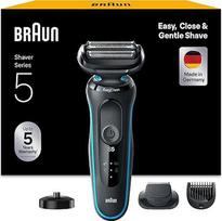 "Braun Series 5" elektrinis skustuvas vyrams su "EasyClick" barzdos kirptuvo priedu, įkrovimo stotelė, "EasyClean" skustuvas, sausas skustuvas, atsparus vandeniui, pagamintas Vokietijoje, 51-M4500cs, mėtų žalumo