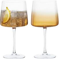"Empire" rankų darbo stiklinės vynui, kokteiliams ar vandeniui - 700 ml - gintarinės - 2 elegantiškų kokteilių taurių rinkinys