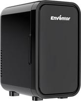 "Enventor" mini šaldytuvas, 6 litrų/8 skardinių, kintamosios + 12 V nuolatinės srovės maitinimo šaltinis, nešiojamasis šaldiklis ir šildytuvas, mažas šaldytuvas miegamajam, automobiliui, odos priežiūrai, vaisiams ir gėrimams, juodas