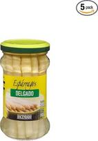"Hacendado" baltieji šparagai - plonos ir trumpos lazdelės - 5 pakuotės - 5 x 200 g stiklinės (svoris 110 g) - itin švelnūs ir paruošti patiekti - idealiai tinka salotoms