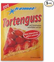 "Komet Cake Casting Red" (5 x 15 g) 375 ml vandens arba želatinos pagrindu pagamintų vaisių sulčių, pakuotė po 5 vnt.