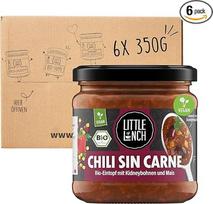 "Little Lunch" ekologiškas troškinys "Chilli Sin Carne", 100 % ekologiškos kokybės, veganiškas, be laktozės, be pridėtinio cukraus, be dirbtinių priedų, be skonio stipriklių, 6 x 350 ml