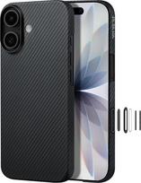 "pitaka" dėklas "iPhone 17", magnetinis mobiliojo telefono dėklas, pagamintas iš aramido pluošto, su fotoaparato valdymu, suderinamas su "Magsafe", su patogia rankena, juodas/pilkas