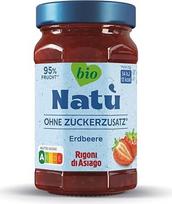 "Rigoni di Asiago", "Natù" ekologiškas džemas be pridėtinio cukraus (1 x 240 g), vaisių užtepėlė be pridėtinio cukraus - 95 % vaisių, mažai kalorijų, "Nutri-Score A", pasaldinta eritritoliu (1 x 240 g, ekologiškas)