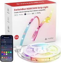 "SwitchBot RGBICWW LED juosta 5 m, 72LEDs/m Matinė LED juosta, suderinama su "Apple Home", "Alexa", "Google Home", 16 milijonų spalvų, muzikos sinchronizavimas, netiesioginis apšvietimas, LED juosta miegamajam, televizoriui