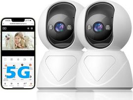 5G WLAN vidaus stebėjimo kamera, 3MP 360° pasukama vidaus stebėjimo kamera, pasukama ir pakreipiama šunų kamera žmonėms, kūdikiams ir gyvūnams, automobilio stebėjimas, 3 naktinio matymo, dvipusis garsas, SD / debesis