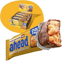 AHEAD Vegan Candy Bar - sūdyta žemės riešutų karamelė - 16 x 35 g - Keto batonėlis su šokoladu be cukraus - tik 5 g grynųjų angliavandenių viename saldainyje - patobulinta formulė