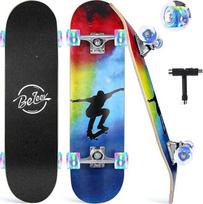 BELEEV Skateboard 70 x 20 cm, Komplett-Skateboard für Kinder, Teenager, Erwachsene, 7-lagiger kanadischer Ahorn Double Kick Deck Concave mit All-in-One Skate T-Tool für Anfänger