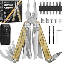 BIBURY Multitools, Multi Tool sulankstomos replės su patobulintomis žirklėmis ir atsuktuvu, nerūdijantis plienas su nailoniniu maišeliu, idealiai tinka lauko, žygių dovana tėčiui vyrui, Kalėdų dovanos, Tėvo diena