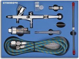 CYBERNOVA Dvigubo veikimo oro teptuko kompresoriaus rinkinys 0,2/0,3/0,5 mm adatos oro teptuko purškimo pistoletas, skirtas makiažo modeliui, nagų modeliui, kūno dažų menui