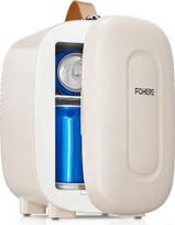 FOHERE Mini šaldytuvas 5 l / 6 skardinės, aušinimas ir šildymas, 220 V AC/12 V DC termoelektrinis, gėrimų ir odos priežiūros mini šaldytuvas, skirtas miegamajam, automobiliui, bendrabučiui, biuro stalui, baltas