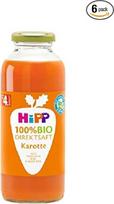 HiPP 100% tiesioginės morkų sultys (6 x 330 ml), nuo 5 mėnesio, iš šviežių daržovių, tiesiogiai spaustos, daug vitamino C, be pridėtinio cukraus, geriausios ekologiškos kokybės