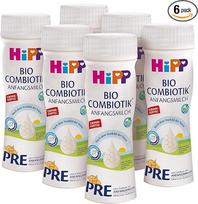 HiPP PRE Bio Combiotik paruoštas gerti (6 x 200 ml), pradinis pienas nuo gimimo, sudėtyje yra tik laktozės kaip angliavandenių, geriausios ekologiškos kokybės