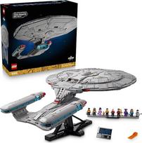 LEGO Icons Star Trek: U.S.S. Enterprise NCC-1701-D - konstravimo rinkinys suaugusiesiems - 2 raketoplanai, atskyrimo funkcija ir 9 mini figūrėlės su Jeanu-Lucu Picardu ir Williamu Rikeriu - dovana vyrams ir moterims - 10356