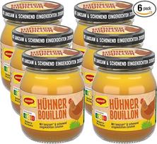 MAGGI vištienos sultinys, pastos pavidalo vištienos sultinys stiklinėje, švelniai virtas, iš karto vartojamas ir nedozuojamas, 6 vnt. (6 x 160 g)