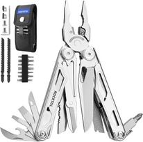 ROCKTOL Multitool 29 in 1 Multi Tool replės su keičiamais vielos kirpimo įrankiais ir pjūklu, sunkiųjų nerūdijančio plieno daugiafunkcinių įrankių rinkinys ir nailoninis dėklas, skirtas stovyklauti, išgyventi, dovanos vyrams