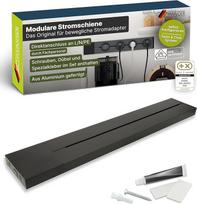 SCHWAIGER konfigūruojama 50 cm ilgio juoda maitinimo juosta, aliuminio konstrukcijos maitinimo bėgelis moduliniams kištukiniams lizdams, individualiai reguliuojamas, VDE testuotas ir puikiai tinka virtuvėje, biure ir dirbtuvėse