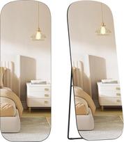 SONGMICS viso ilgio veidrodis 160 x 50 cm su užapvalintais kampais Kokybiškas stiklinis stovintis veidrodis su aliuminio rėmu Miegamojo drabužinė Rašalas Juoda LFM029B01