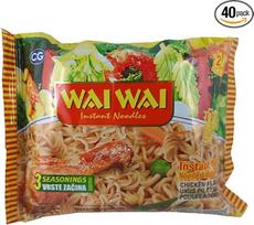 Wai Wai Chicken 40 pakuočių (40 x 75 g) greito paruošimo makaronai Azijos makaronų patiekalas Vištiena AB