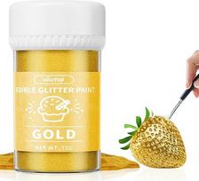 Wwtop Valgomieji blizgučiai Gold 15 g, skysti valgomieji blizgučių milteliai gėrimams, patobulinti metalo blizgučių dažai fondantui, tortams, maisto blizgučių aukso milteliai, valgomieji tortams, kokteiliams