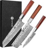 YOTSUBA Damasko virtuvinių peilių rinkinys iš 3 dalių, aštrus Gyuto VG10 nerūdijantis plienas su dideliu anglies kiekiu, virėjo peilis, Nakiri peilis, komunalinių peilių rinkinys, profesionalus peilių rinkinys, virtuvė, ergonomiška Pakka mediena