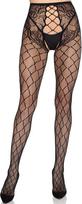 Leg Avenue Seline juodos tinklinės pėdkelnės atviru tarpkoju - S-L