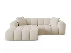 Velvet Left Corner Sofa, "Treno", 3 Seats, 240x184x70 Made in Europe