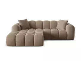 Velvet Left Corner Sofa, "Treno", 3 Seats, 240x184x70 Made in Europe