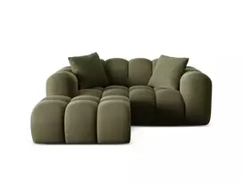 Velvet Left Corner Sofa, "Treno", 2 Seats, 180x164x70 Made in Europe
