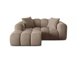 Velvet Left Corner Sofa, "Treno", 2 Seats, 180x164x70 Made in Europe