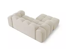 Velvet Left Corner Sofa, "Treno", 2 Seats, 180x164x70 Made in Europe