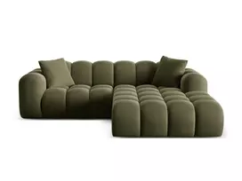 Velvet Right Corner Sofa, "Treno", 3 Seats, 240x184x70 Made in Europe