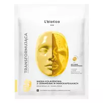 L'BIOTICA_Kolageninė kaukė su mikrokapsulėse esančiais keramidais. Atkuria ir drėkina. 1 vnt.