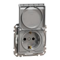 Kištukinis lizdas su įžeminimu ir dangteliu Schneider Electric Sedna Design SDD213024 (IP44, aliuminis)
