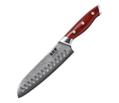 Gudaro -Damaskinis Santoku virtuvinis peilis KENSHO 7",67 sluoksnių damasko plieno, ilgis 17,5cm
