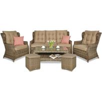 Lauko baldai TRAVENTO 3 + PUFAI BROWN