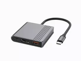 USB Type-C 3-in-1 daugiafunkcinis adapteris (USB jungtis + HDMI + USB-C vaizdo išėjimas), kosminė pilka