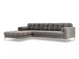 Velvet Left Corner Sofa, "Bali", 5 Seats, 293x185x75 Made in Europe