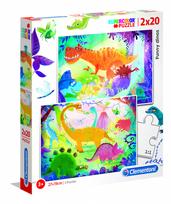 CLEMENTONI Dėlionė Linksmieji dinozaurai 2X20pcs., 24755
