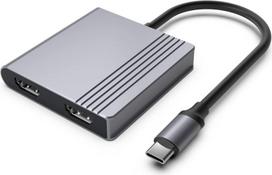 Gembird A-CM-COMBO3-04 USB Type-C 3-in-1 multi-port adapter (2x USB port + 2x HDMI + PD), space grey