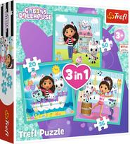 Trefl GABBY´S DOLLHOUSE 3 dėlionių rinkinys
