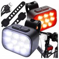 Dviračio lempų rinkinys 500 lm 200 lm 20 LED priekinė galinė USB-C IP65