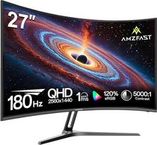 "Amzfast" lenktas 27 colių žaidimų monitorius - 180 Hz, QHD 2560 x 1440, 1 ms, "Adaptive Sync", 90 % DCI-P3 | 5000:1 kontrastas, HDR10, 300 cd/m², VESA, HDMI 2.0 × 2, DP 1.2 × 2 - AMZG27C1Q