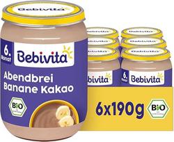 "Bebivita" vakarinė košė "Evening Porridge Banana Cocoa", 190 g, 6 vnt. (6 x 190 g)