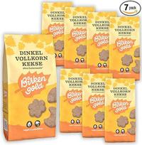 "Birkengold" pilno grūdo speltų sausainiai, 7 x 125 g, be pridėtinio cukraus, 100 % saldinti europietišku ksilitoliu, veganiški, sveiki užkandžiai, be kviečių